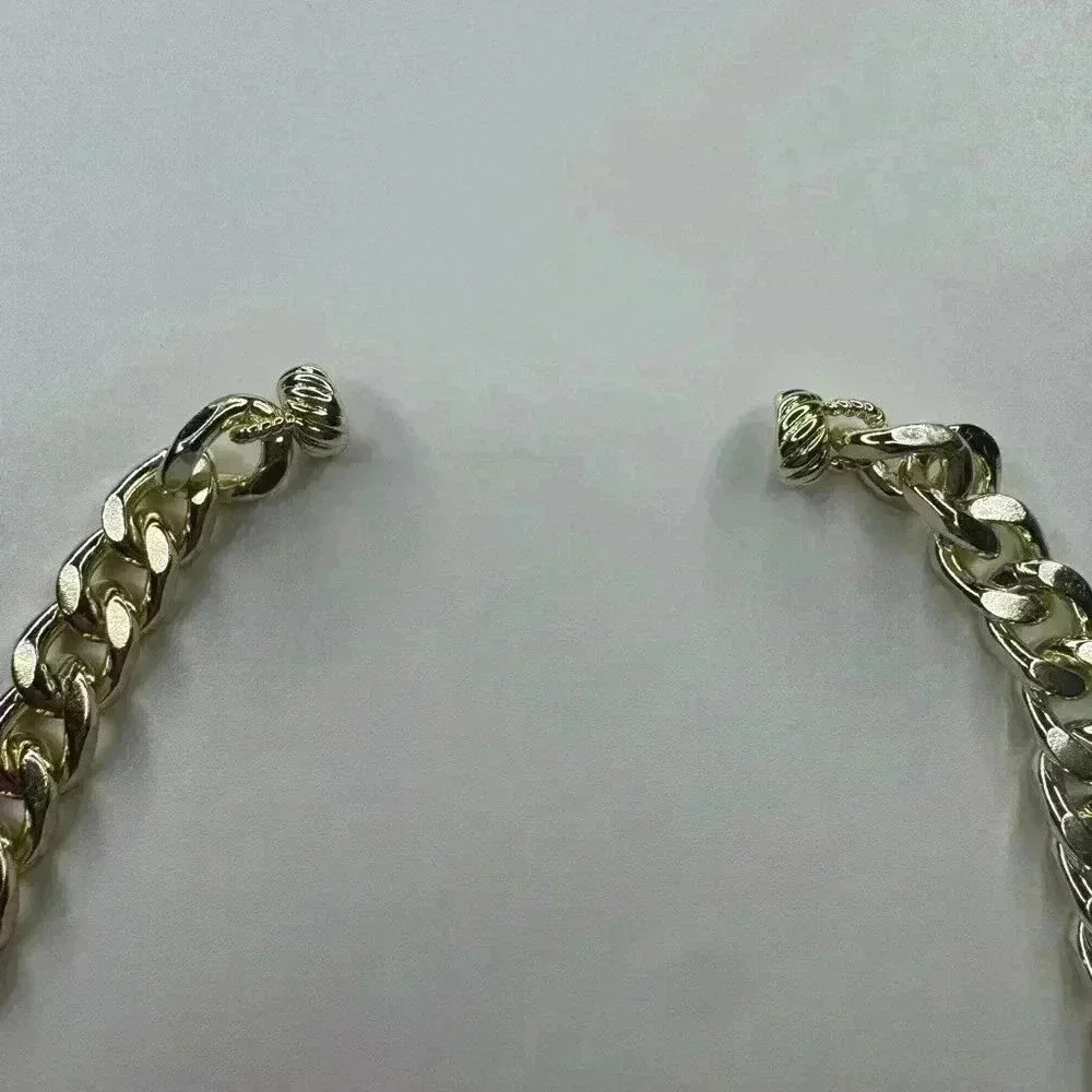Gold Chunky Pave Lock On Cuban Link Chain Magnetic Closure - Picture 5 of 5